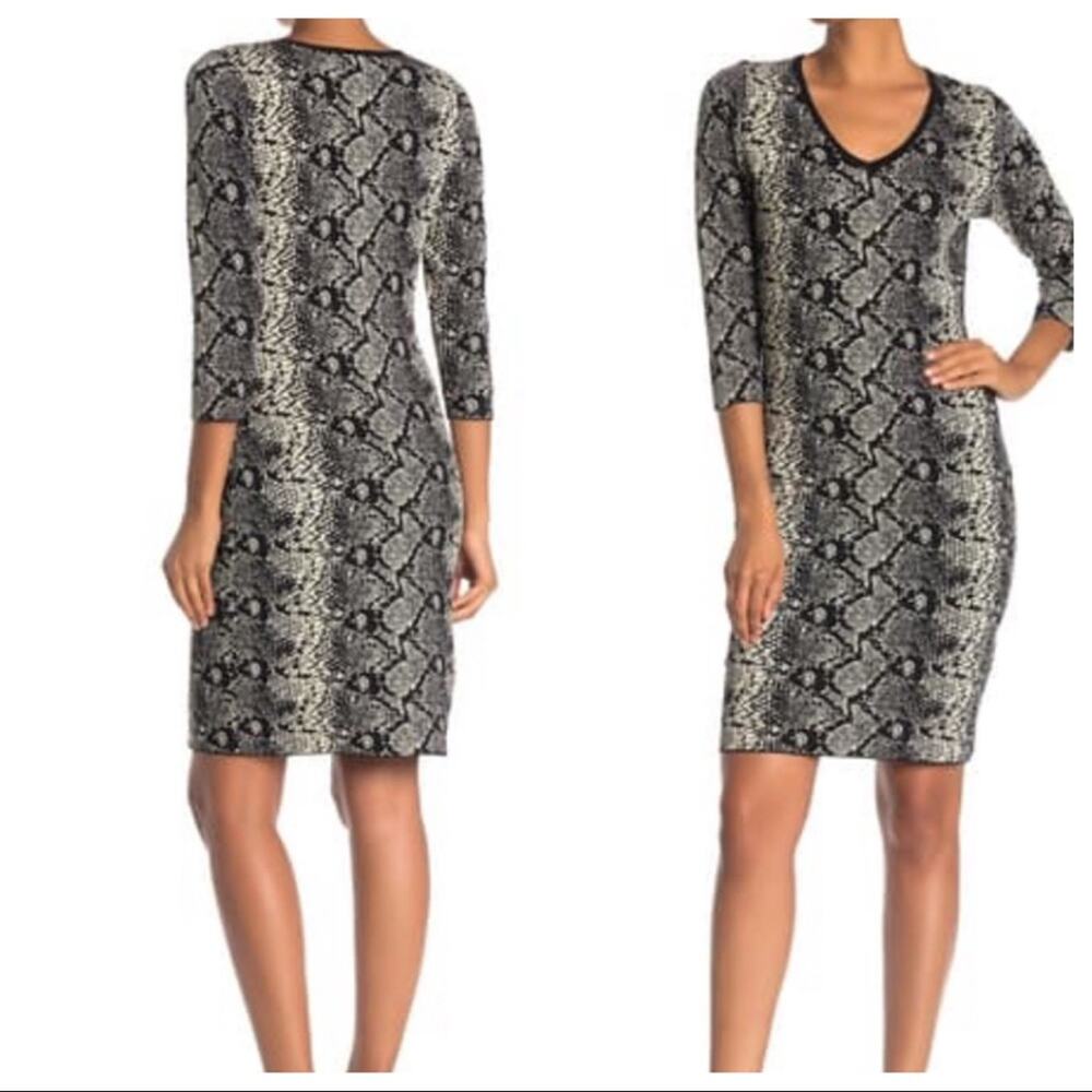 Nanette Lepore Stretch Knit Snake Print Dress